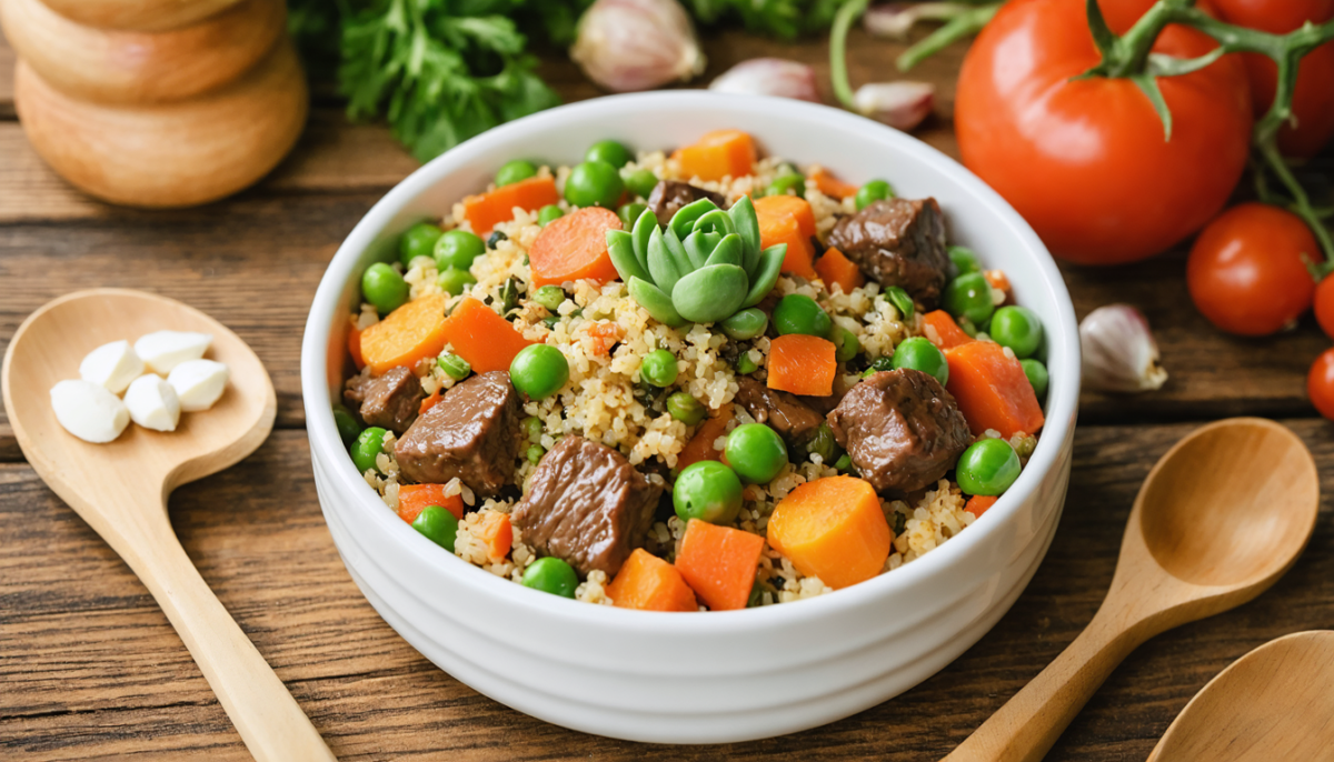découvrez une délicieuse recette maison pour chien alliant bœuf savoureux, quinoa nutritif et légumes frais pour une alimentation équilibrée et saine.